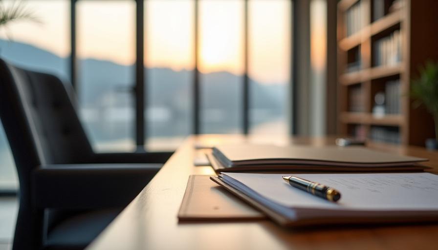 Ein aufgeräumter, moderner Bürotisch in Zürich mit juristischen Unterlagen